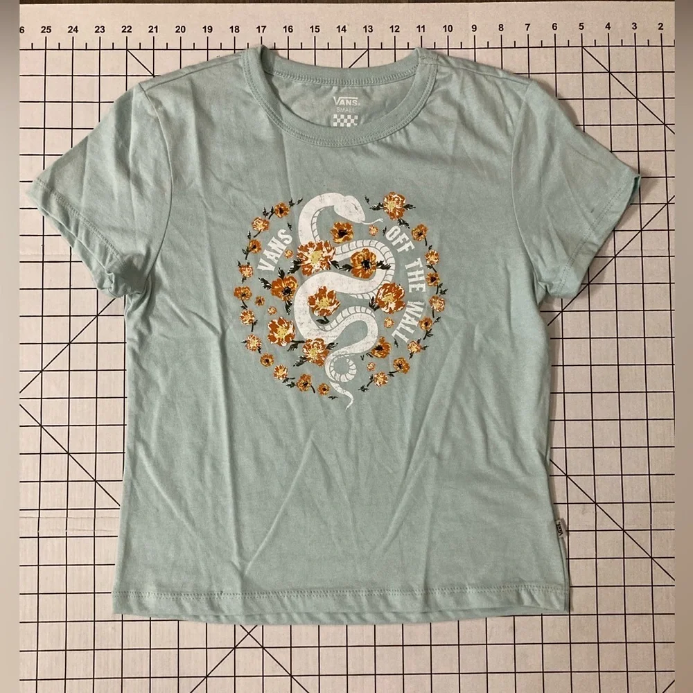 NWOT Vans Women’s Small Light Teal Snake‎ Floral Shirt